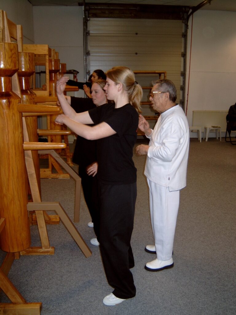 Oefening met de houten dummy